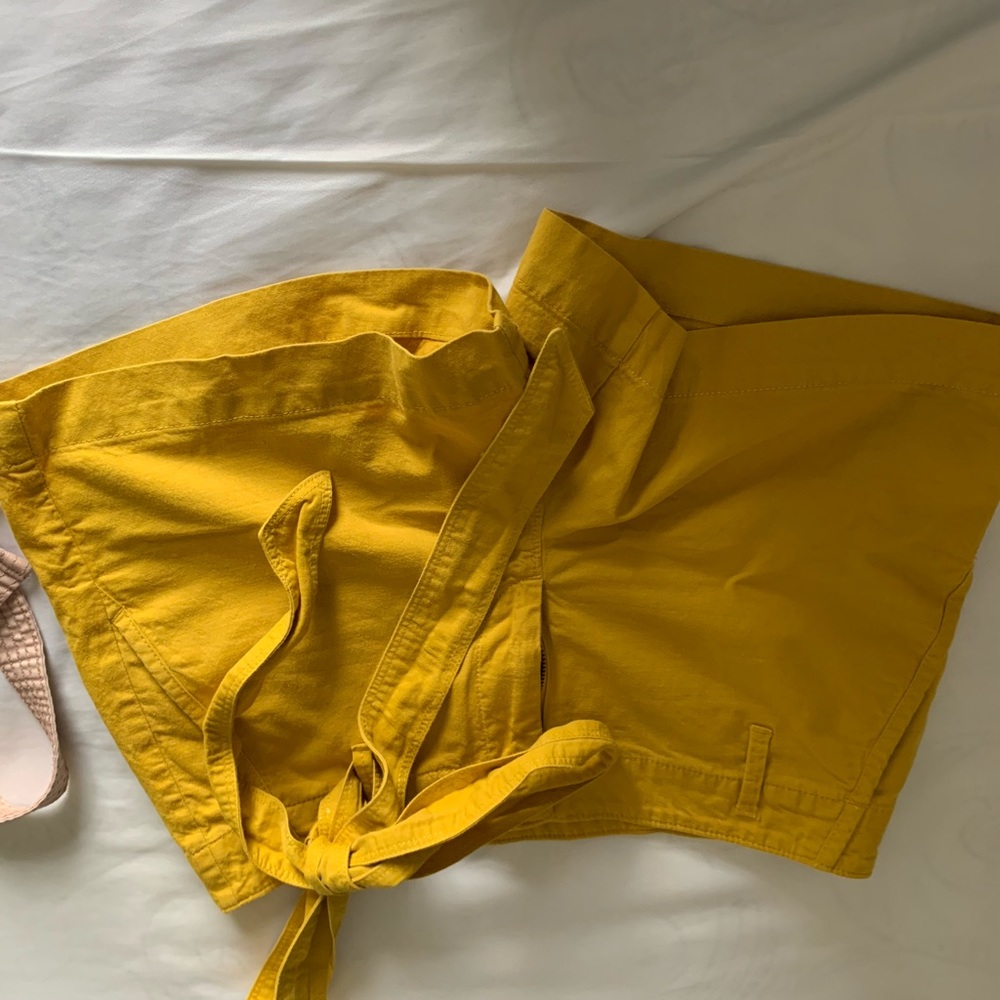 LOFT camp style shorts in mustard yellow with tie